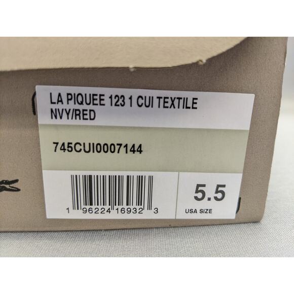 Lacoste Unisex-Child Infant's La Piquee Sneaker Navy/Red, 5.5 - Picture 8 of 9